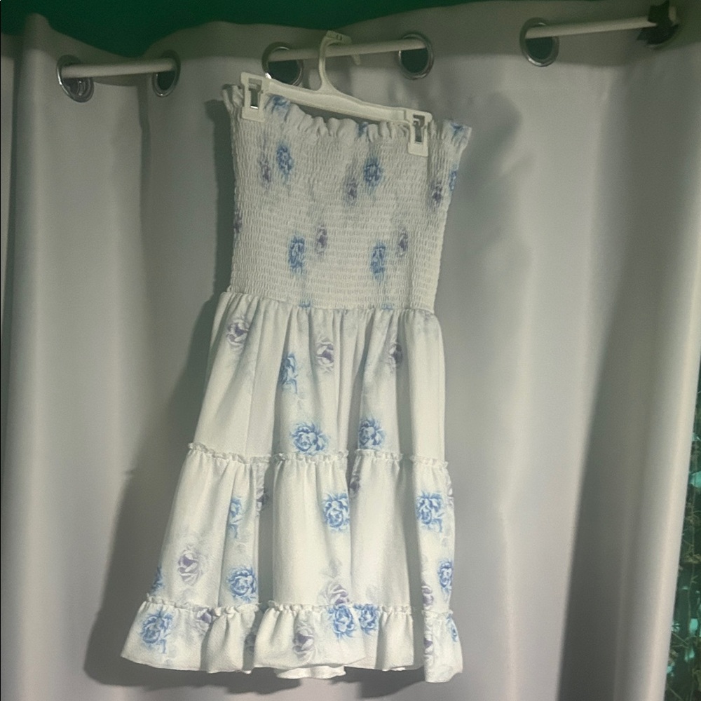 Floral White, Blue, and Purple Women’s Dress